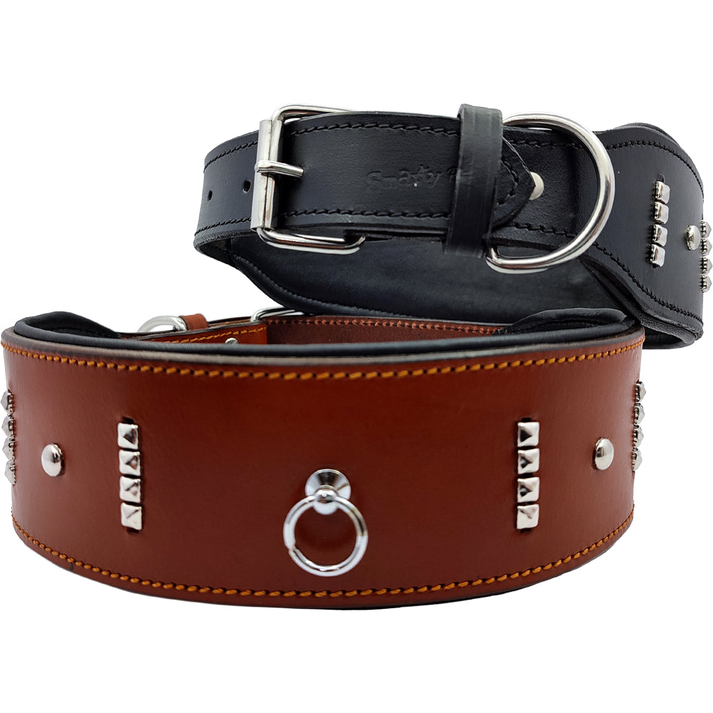 Genuine Leather Broad Dog Collar | Premium Wide Adjustable Neck Strap with Metal Buckle | For Large Breed Dogs