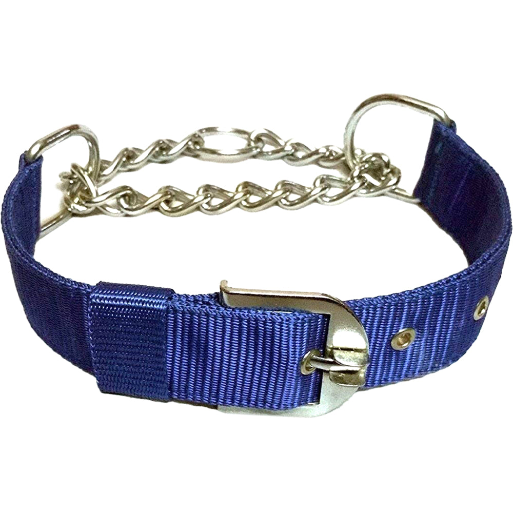 Soft Nylon Dog Choke Collar with Normal Chain | Gentle Slip Training Adjustable Collar | For All Breed Dogs