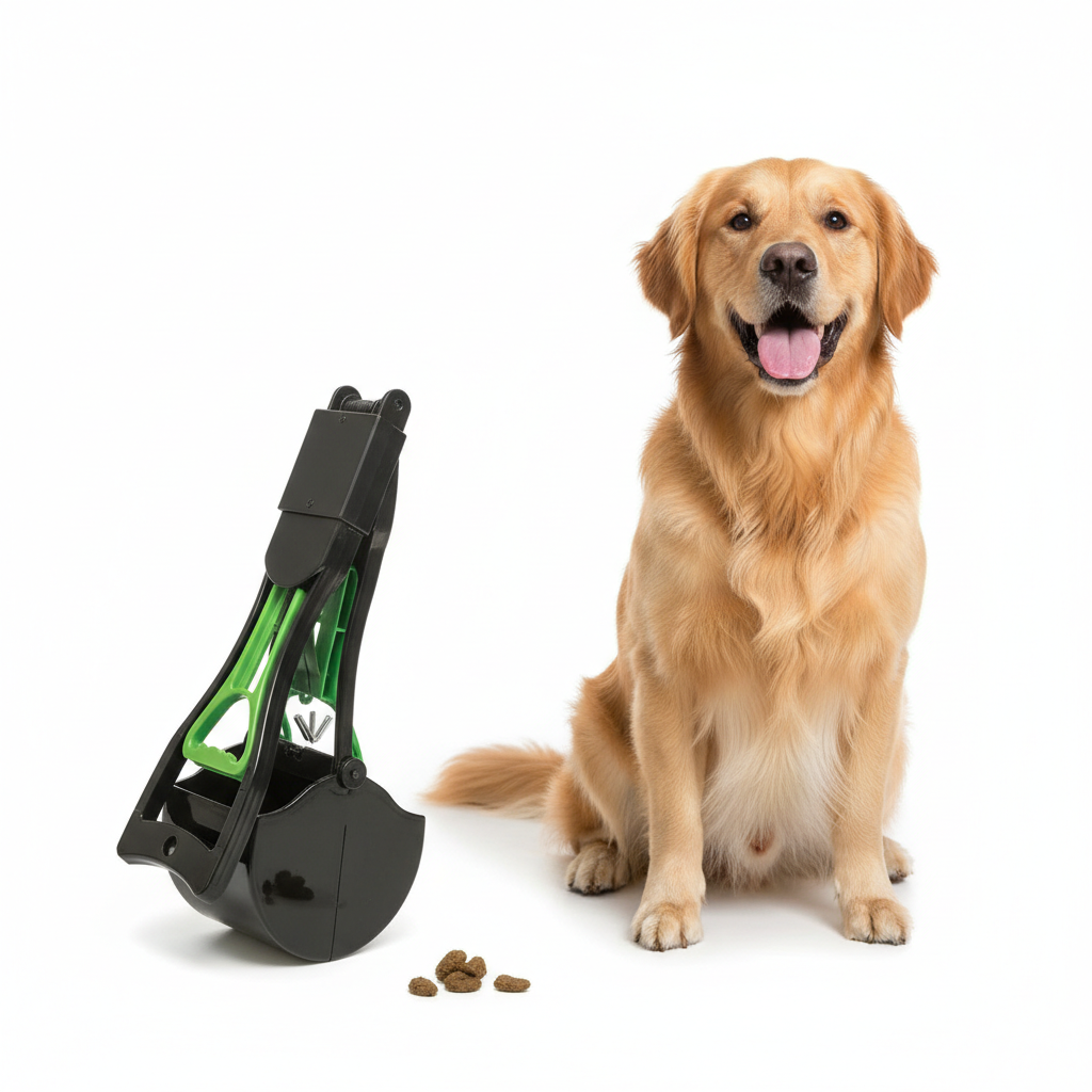 Folding Dog Poop Scooper | Portable Lightweight Spring-Loaded Waste Picker | For All Pets Outdoors